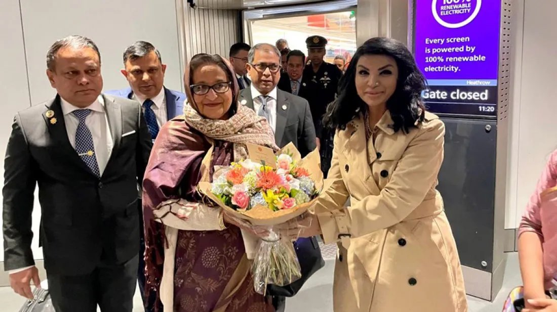 লন্ডনে পৌঁছেছেন প্রধানমন্ত্রী শেখ হাসিনা