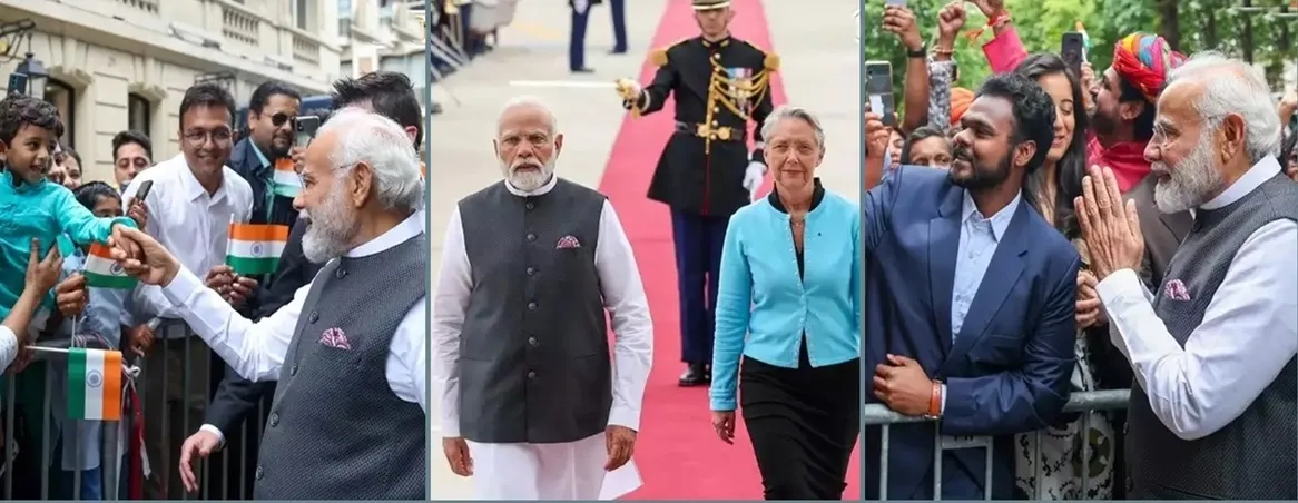ফ্রান্স সফরে মোদি, শিশুকে আদর আর সেলফিতে করলেন মন জয়