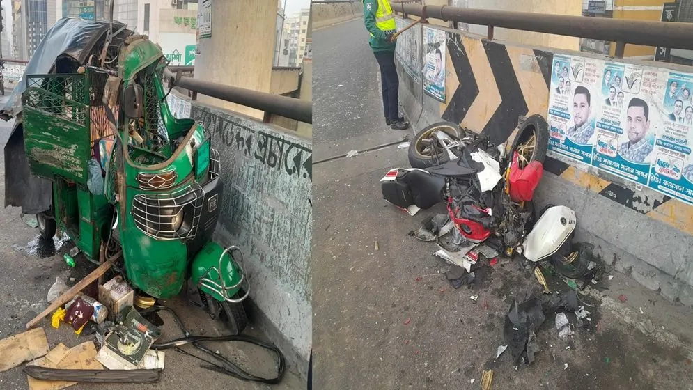 মৌচাক ফ্লাইওভারে সিএনজি–মোটরসাইকেলের মুখোমুখি সংঘর্ষ, নিহত ২