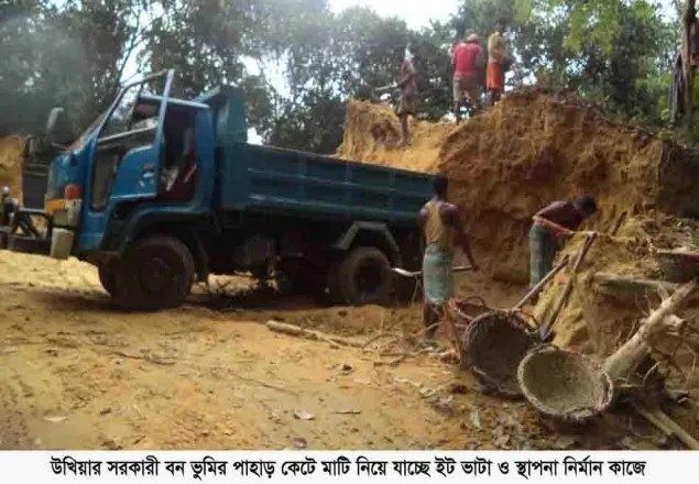 উখিয়ায় বন ভুমির মাটি যাচ্ছে ইট ভাটা ও স্থাপনা নির্মান কাজে