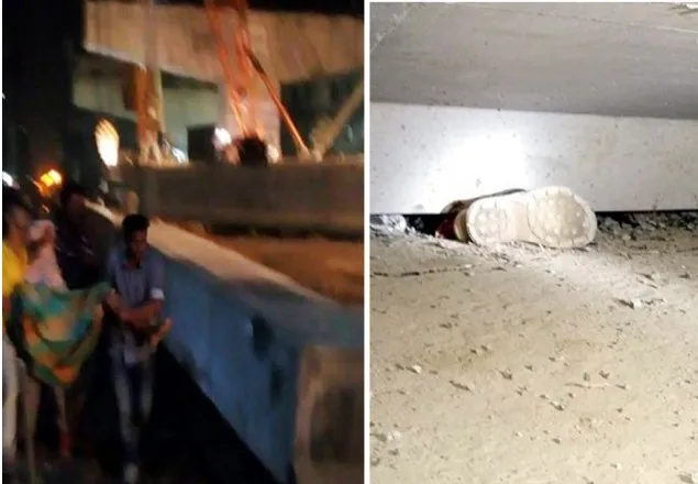 মগবাজার-মৌচাক নির্মাণধীন ফ্লাইওভারের গার্ডার পড়ে নিহত ১, আহত ৩ 