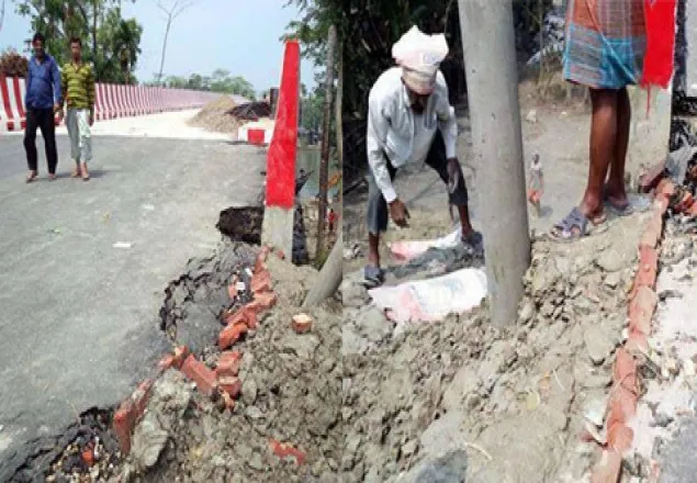 সেতু উদ্বোধনের আগেই অ্যাপ্রোচ সড়কে ধস