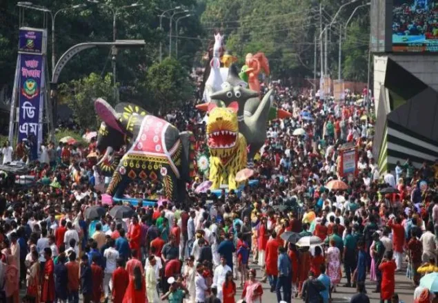 মঙ্গলবার্তা নিয়ে মঙ্গল শোভাযাত্রা
