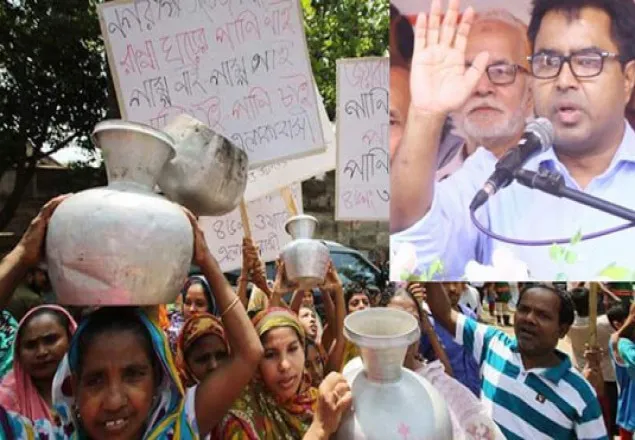 পানির জন্যে কলসি-বালতি নিয়ে মেয়রকে ঘেরাও করে পাবলিক