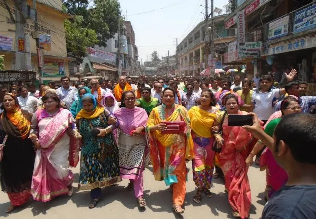 নবগঠিত কমিটিকে শুভেচ্ছা জানিয়ে টাঙ্গাইল জেলা বিএনপির মিছিল
