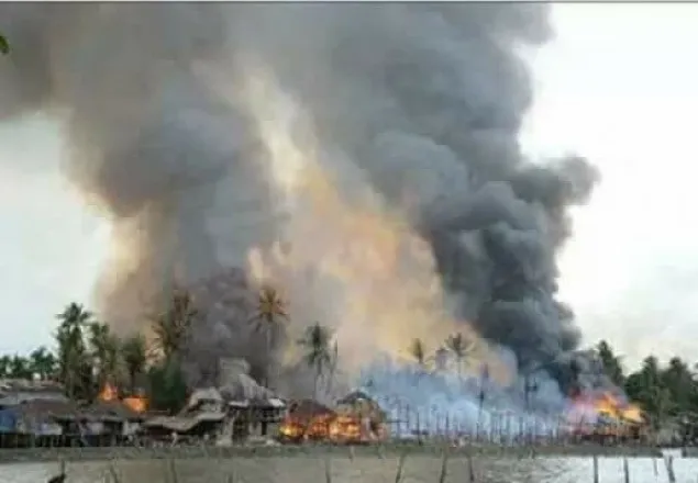 রাখাইনে শত শত গ্রাম জ্বালিয়ে দেয়া হচ্ছে 