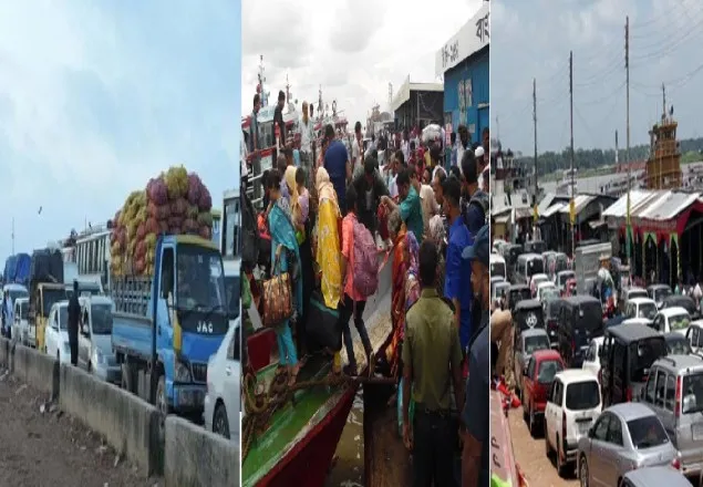 শিমুলিয়ায় ৫ শতাধিক গাড়ি পারাপারের অপেক্ষায়