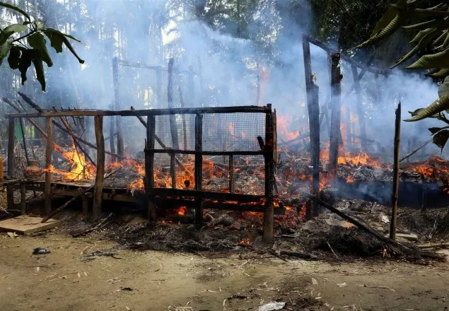 রোহিঙ্গা গ্রাম পুড়ছে সেনাবাহিনীর দেয়া আগুনে: অ্যামনেষ্টি