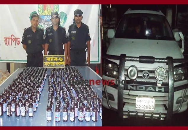 শার্শায় মাইক্রোবাস সহ ৮০০ বোতল ফেন্সিডিল উদ্ধার
