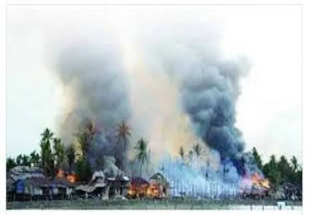 মংডুতে রোহিঙ্গাদের বাড়িঘর ভাঙচুরে বাধ্য করে ভিডিও করছে সেনারা