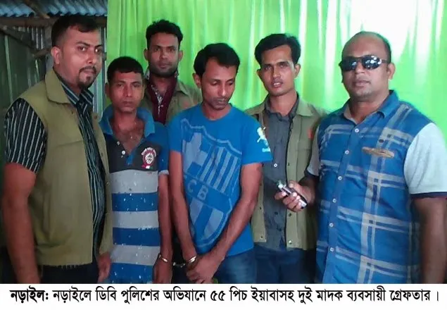 নড়াইল ডিবির অভিযানে ৫৫ পিচ ইয়াবাসহ গ্রেফতার ২