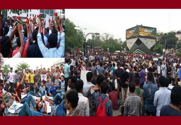 পুলিশকে ‘লাল গোলাপ’ দিলেন আন্দোলনকারী শিক্ষার্থীরা (ভিডিও)   