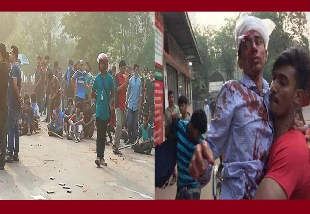 দোয়েল চত্বরে  শিক্ষার্থী-পুলিশ সংঘর্ষ, ছাত্রলীগের গুলি  