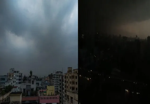 রাজধানীতে সকালের আকাশে রাতের ছায়া