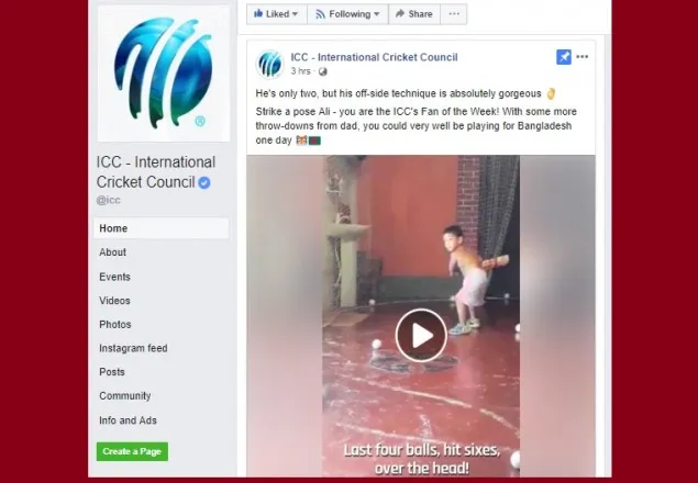 আইসিসির ফ্যান অব দ্য উইক বাংলাদেশি শিশু আলি 