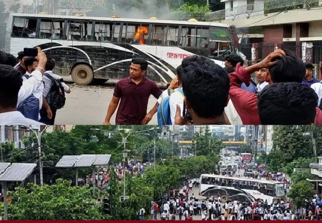 রাজধানীজুড়ে শিক্ষার্থীদের বিক্ষোভ, ভাঙচুর-অগ্নিসংযোগ 