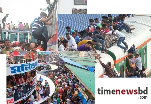 ঈদে ঘরমুখী মানুষের স্রোত রেল, বাস ও লঞ্চ টার্মিনালগুলোতে