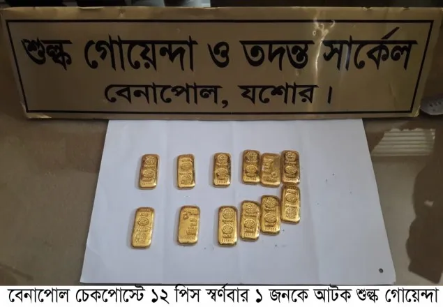 বেনাপোলে স্বর্ণের বারসহ আটক ১