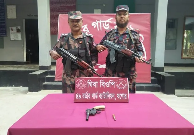 ঘিবা সীমান্ত থেকে পিস্তল ও গুলি