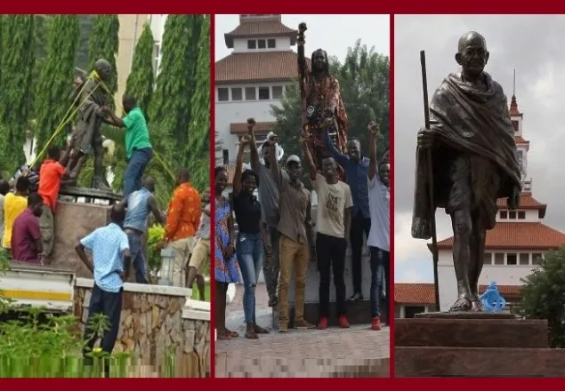 ‘বর্ণবাদী’ গান্ধীর মূর্তি অপসারণ করল ঘানা বিশ্ববিদ্যালয় 