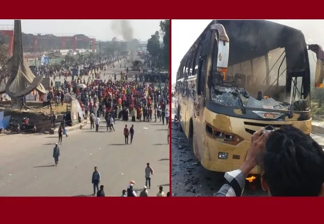 বিমানবন্দর সড়ক অবরোধ, শ্রমিক-পুলিশ ধাওয়া-পাল্টা-ধাওয়া