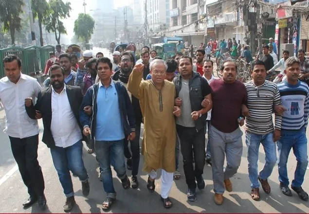 নির্বাচন বাতিলের দাবিতে রিজভীর নেতৃত্বে বিক্ষোভ