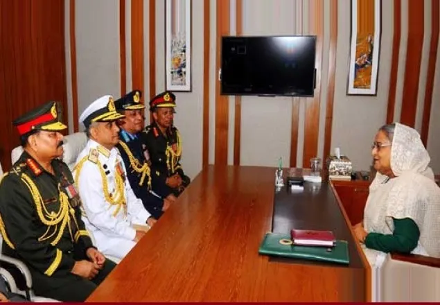 সশস্ত্র বাহিনী বিভাগে অফিস করলেন শেখ হাসিনা 