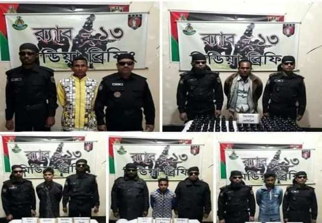 র‍্যাবের মাদক বিরোধী অভিযানে আটক ৫