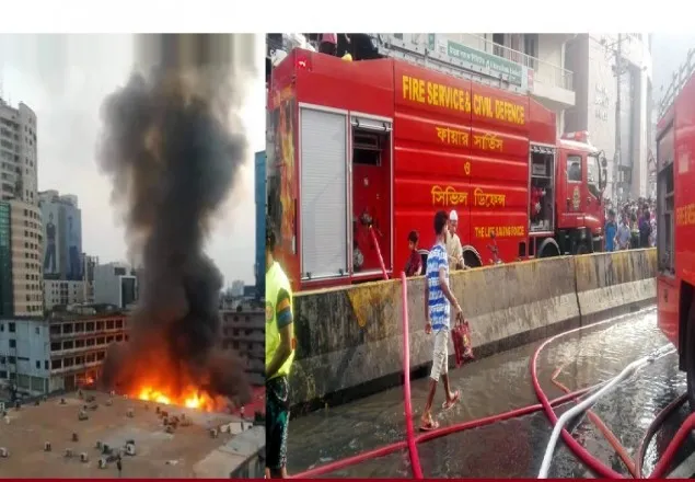 গুলশান-১’র আগুন নেভাতে যোগ দিয়েছে সেনা ও নৌবাহিনী