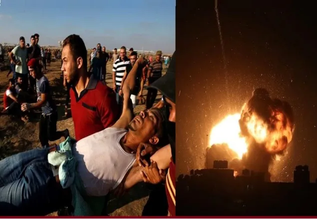 অবরুদ্ধ গাজায় স্থল ও আকাশপথে ইসরাইলের হামলা