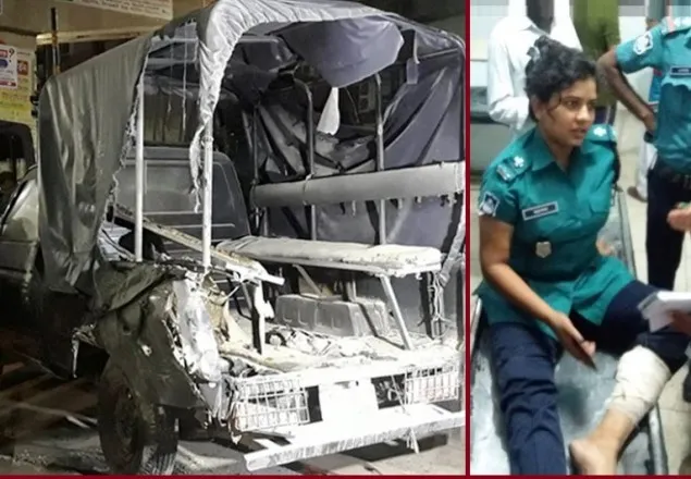 মালিবাগে পুলিশভ্যানে বিস্ফোরণ, এএসআই’সহ আহত ২