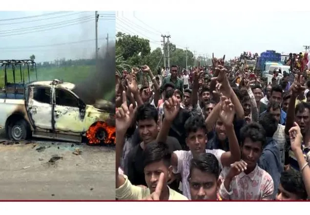 ঢাকা-টাঙ্গাইল মহাসড়কে তীব্র যানজট, ম্যাজিস্ট্রেটের গাড়িতে আগুন 