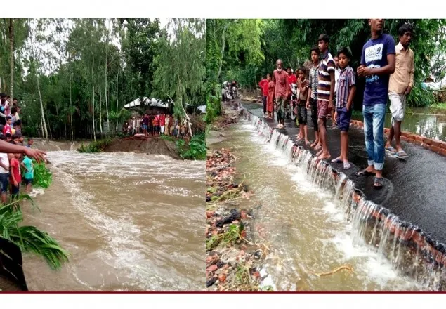 বরাদ্দ দিলেও মেলেনি খালি বস্তা, রাস্তা ভেঙ্গে শহরে পানি