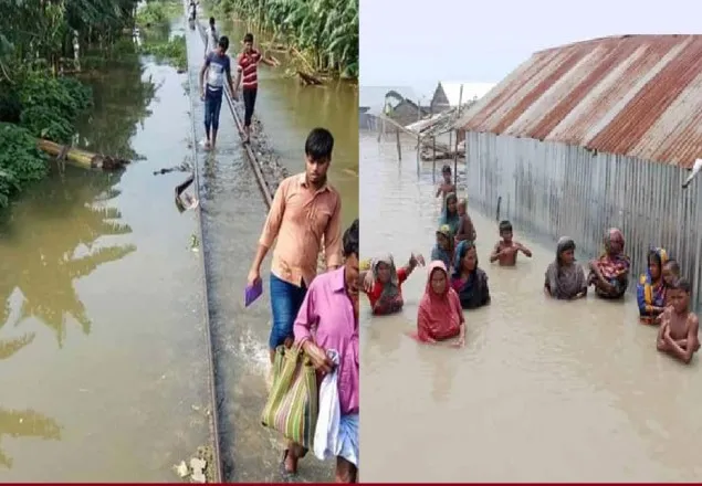 গাইবান্ধায় ট্রেন চলাচল বন্ধ, পানিবন্দি ৪ লক্ষাধিক মানুষ