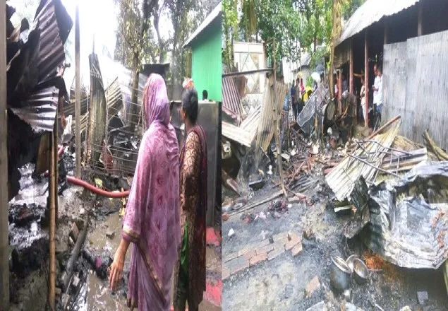 লালমনিরহাটে বৈদ্যুতিক শর্ট সার্কিটে ৮টি বসতবাড়ি পুড়ে ছাই