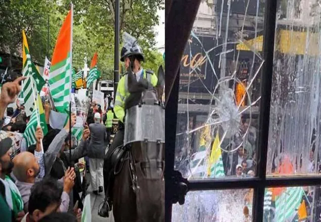 কাশ্মির ইস্যুতে যুক্তরাজ্যে ব্যাপক বিক্ষোভ, ভারতীয় হাইকমিশনে ভাঙচুর