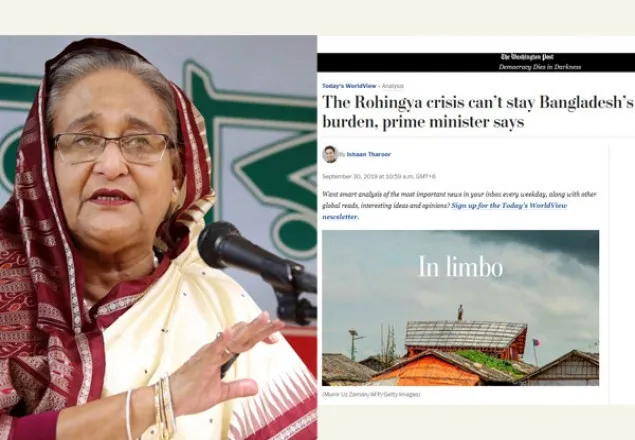 রোহিঙ্গা সংকটের শান্তিপূর্ণ সমাধান চাই, ওয়াশিংটন পোস্টকে প্রধানমন্ত্রী