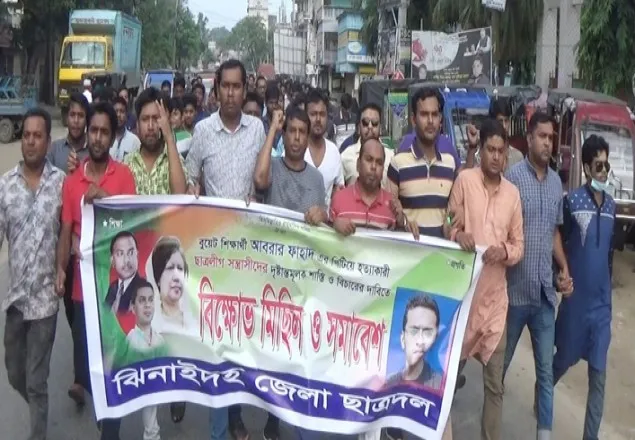 আবরার হত্যার প্রতিবাদে ঝিনাইদহে ছাত্রদলের বিক্ষোভ