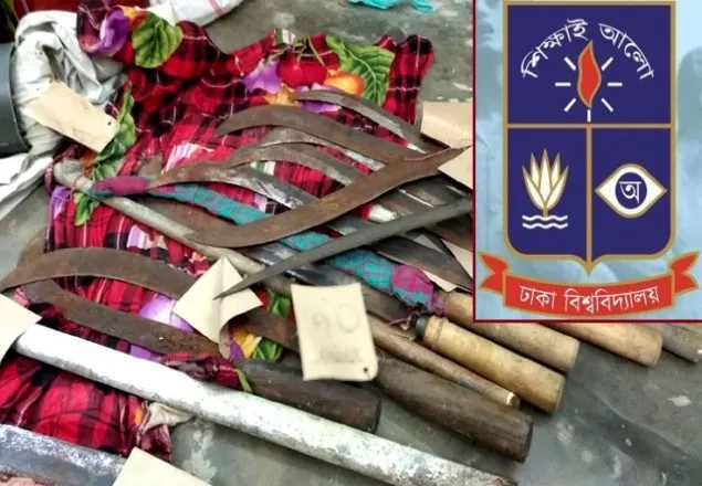 বিপুল পরিমাণ দেশীয় অস্ত্র মিলল ঢাবির মুহসিন হলে 