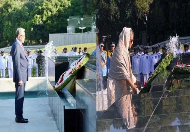 শিখা অনির্বাণে রাষ্ট্রপতি ও প্রধানমন্ত্রীর শ্রদ্ধা