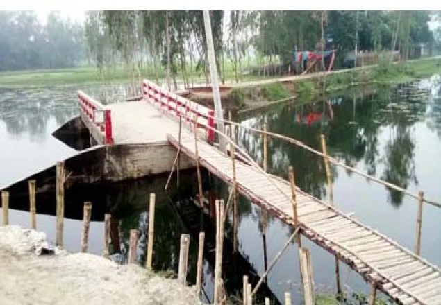 গাইবান্ধায় বন্যায় একই গ্রামে ৪ সেতু বিধ্বস্ত: সাকোই একমাত্র ভরসা
