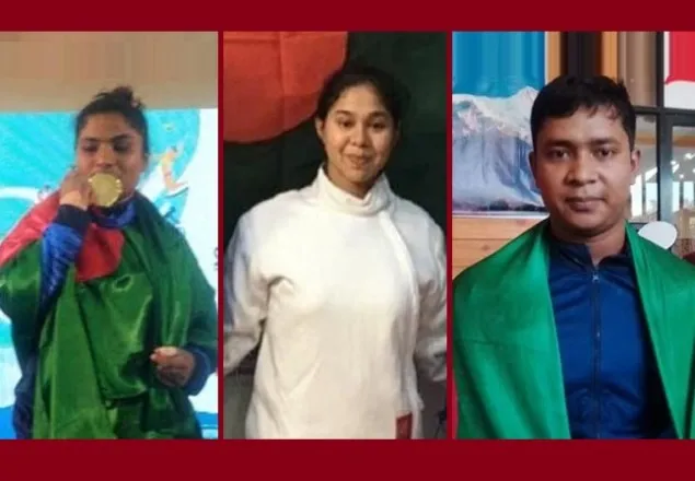 এক দিনেই বাংলাদেশের ঝুলিতে তিনটি স্বর্ণ