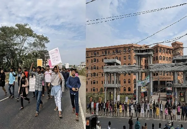 ভিপি নুরের উপর হামলার প্রতিবাদে ববিতে মানববন্ধন ও বিক্ষোভ 