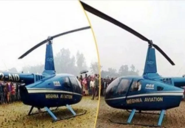 হঠাৎ ধানক্ষেতে হেলিকপ্টার!