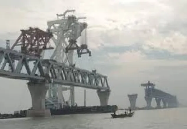 ৩৯ তম স্প্যানে দৃশ্যমান পদ্মা সেতুর ৫৮৫০ কিলোমিটার