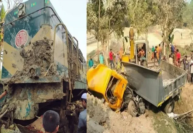 রাজবাড়ীতে ট্রাকে ট্রেনের ধাক্কায় নিহত ২