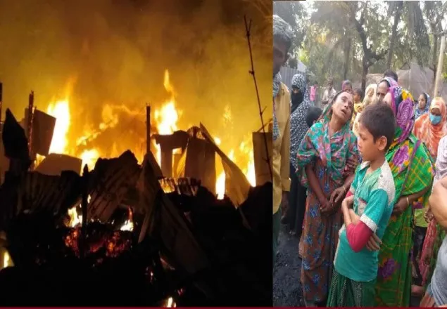 বেগমগঞ্জে বৈদ্যুতিক শর্ট সার্কিটের আগুনে ৬ বসতঘর পুড়ে ছাই
