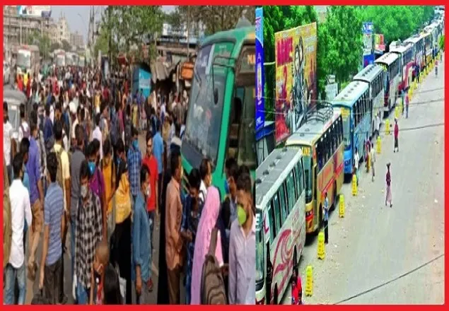  বাসস্ট্যান্ডে ঘরমুখো মানুষের ভিড়, বাড়তি ভাড়া আদায়ের অভিযোগ