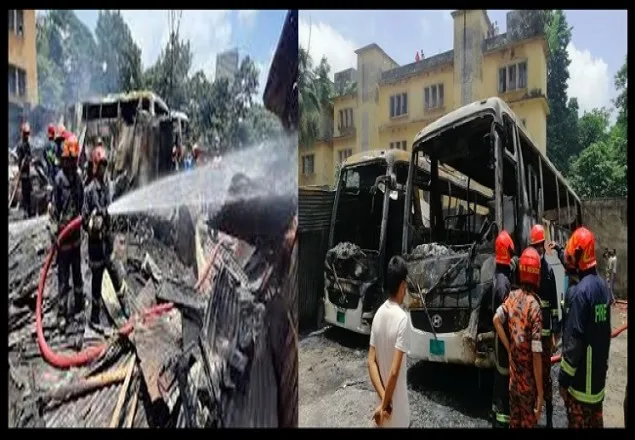 মতিঝিলে গ্যারেজে আগুন, পুড়ে গেছে ২টি বাস