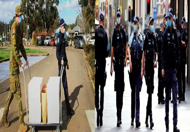 অস্ট্রেলিয়াতে লকডাউন কার্যকরে সেনা টহল চলছে